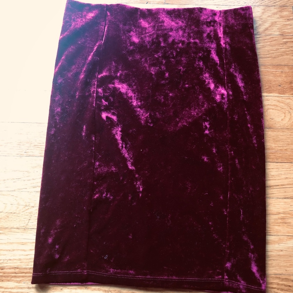 Red velvet skirt